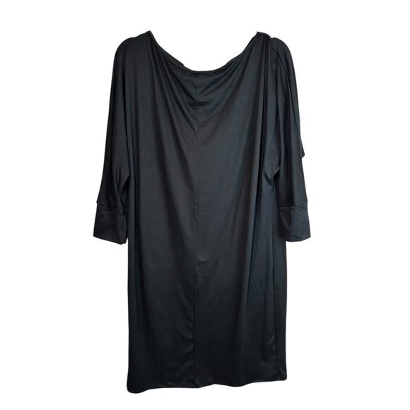 Culture Code Womens Cowl Neck 3/4 Sleeve Shift Dress Black XL Classic Preppy Y2K - Picture 2 of 8